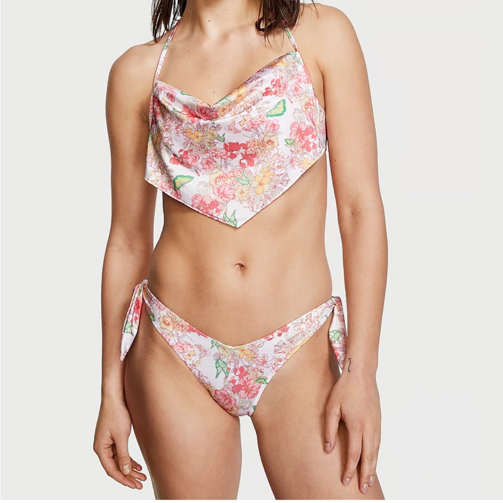 VICTORIA'S SECRET SWIM Tie-Side Brazilian Floral Bikini Bottom, M